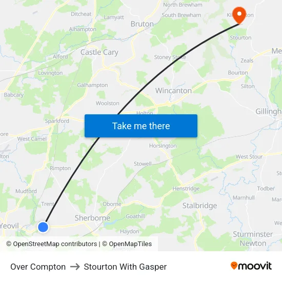 Over Compton to Stourton With Gasper map