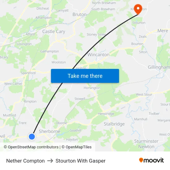 Nether Compton to Stourton With Gasper map