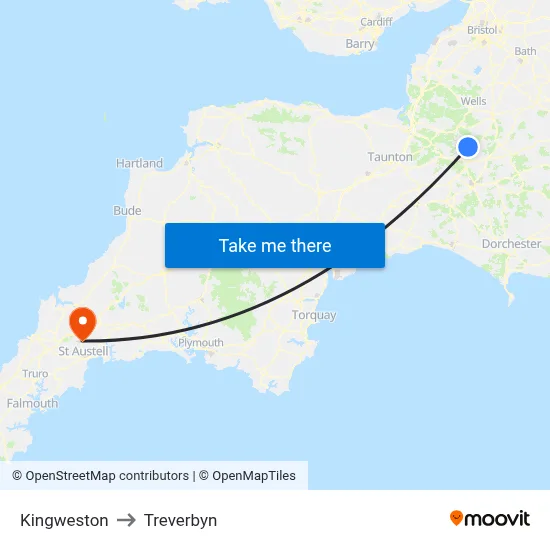Kingweston to Treverbyn map