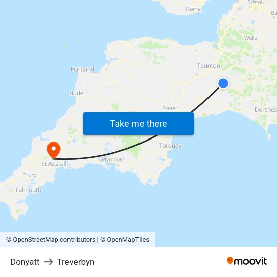 Donyatt to Treverbyn map
