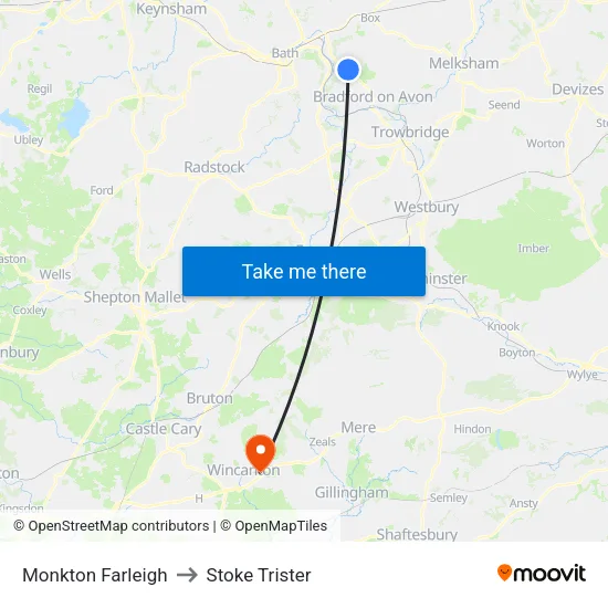 Monkton Farleigh to Stoke Trister map