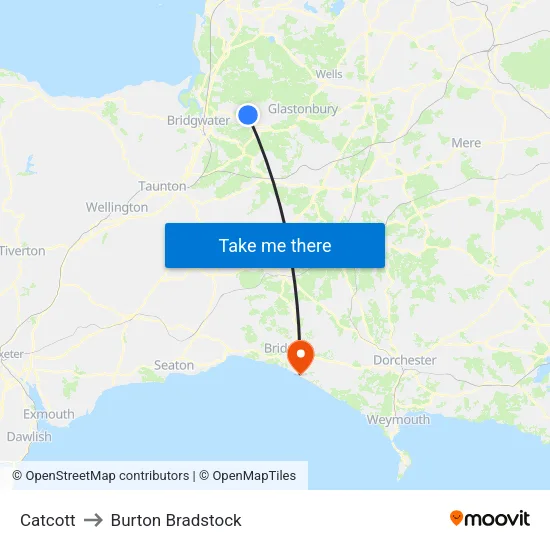 Catcott to Burton Bradstock map