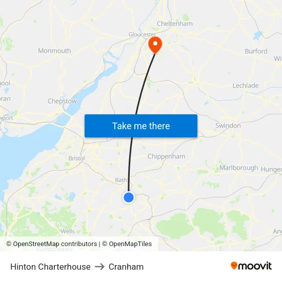 Hinton Charterhouse to Cranham map