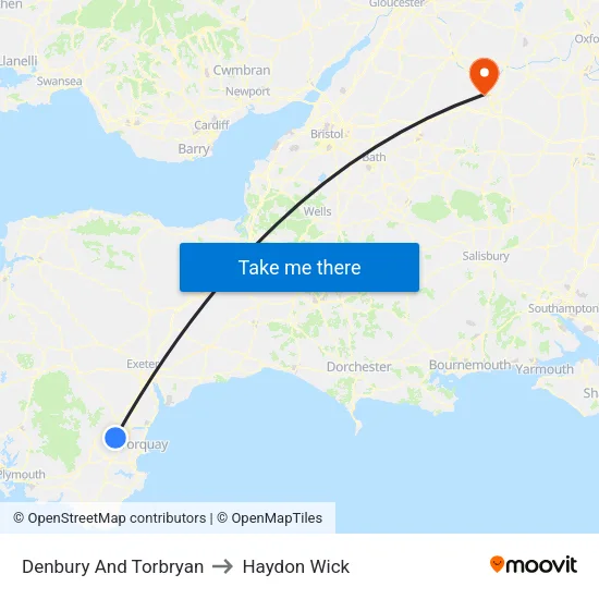 Denbury And Torbryan to Haydon Wick map