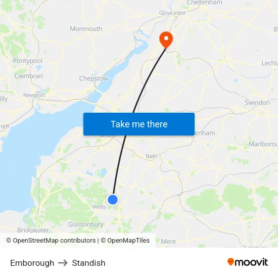 Emborough to Standish map