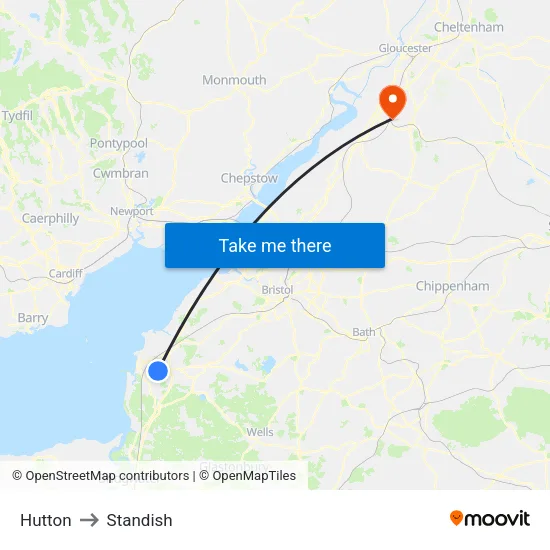 Hutton to Standish map