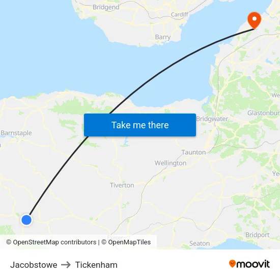 Jacobstowe to Tickenham map