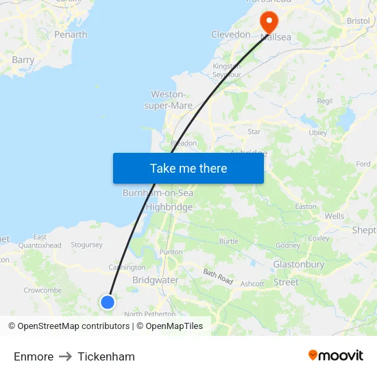 Enmore to Tickenham map