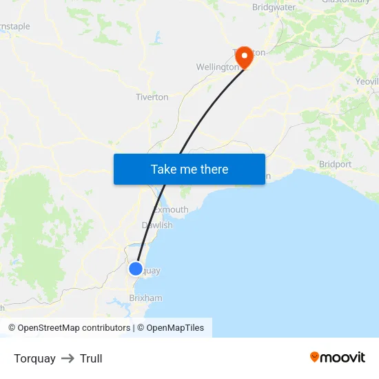 Torquay to Trull map
