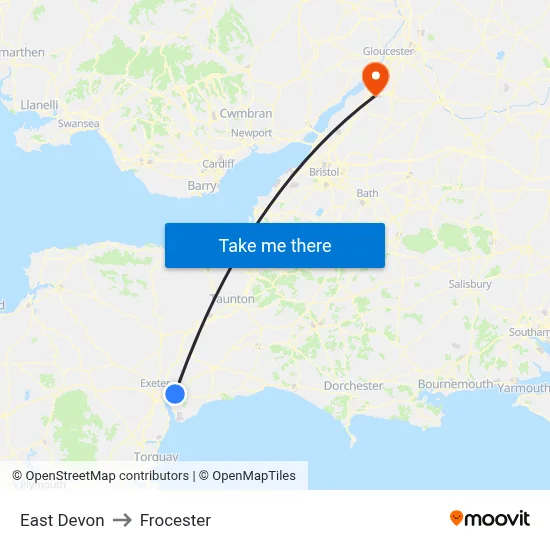 East Devon to Frocester map