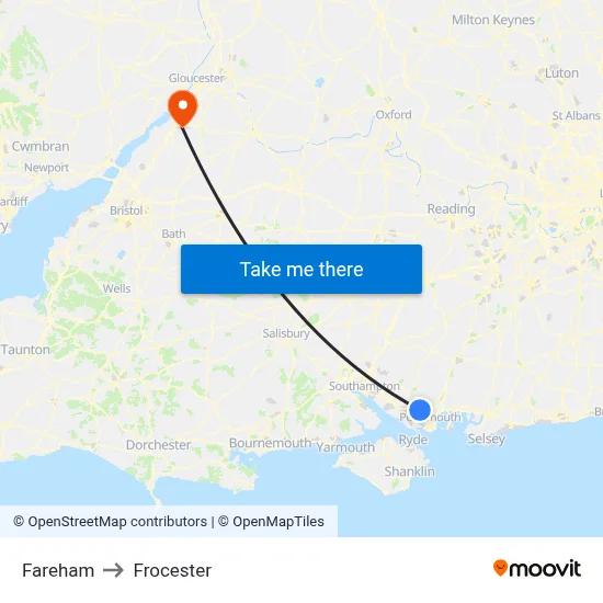 Fareham to Frocester map