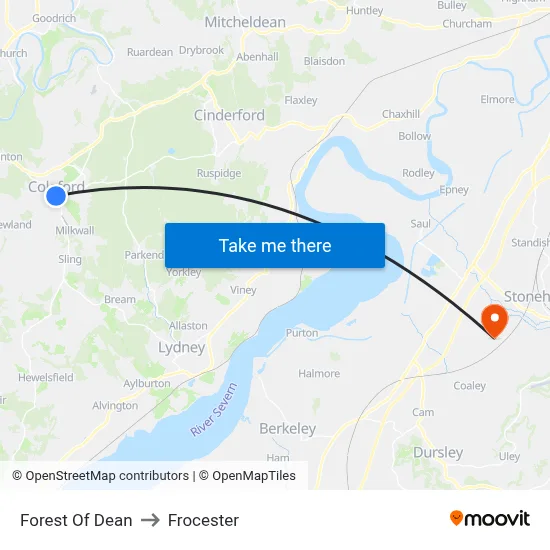 Forest Of Dean to Frocester map