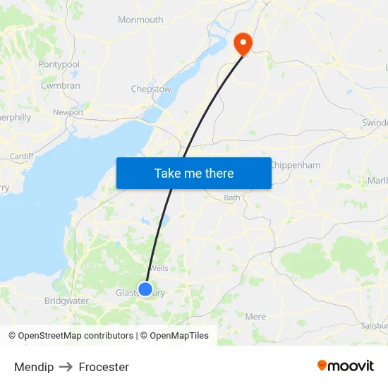 Mendip to Frocester map