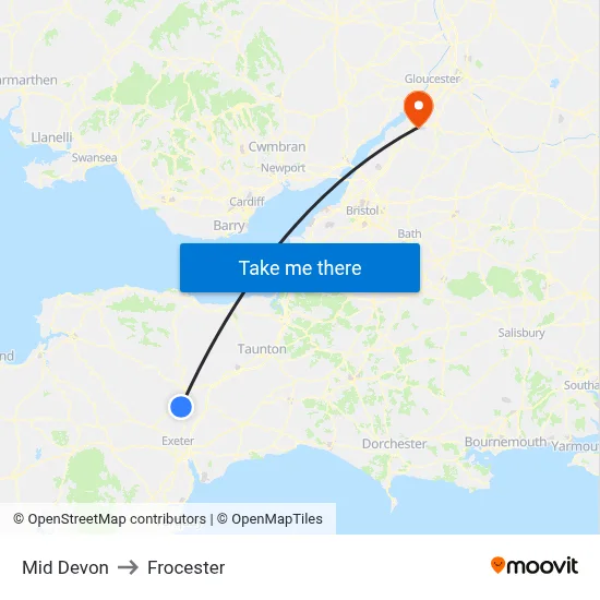 Mid Devon to Frocester map