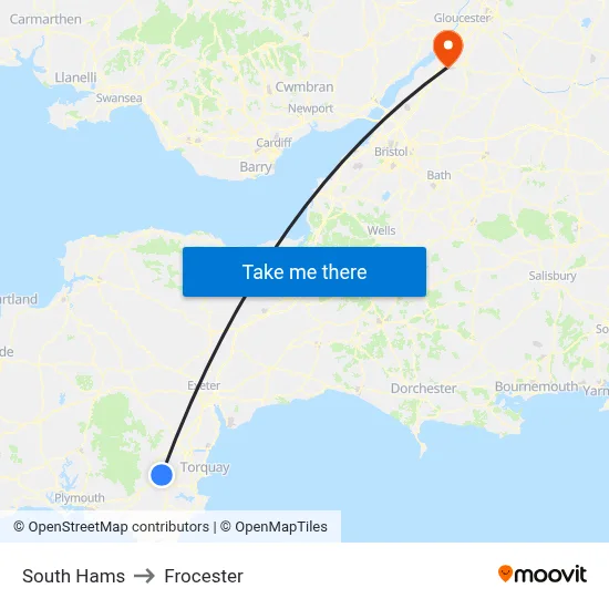 South Hams to Frocester map