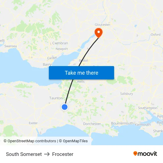 South Somerset to Frocester map