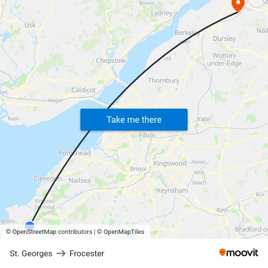 St. Georges to Frocester map