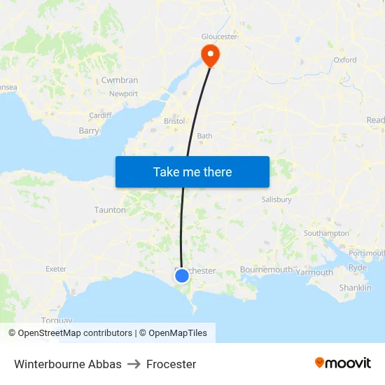 Winterbourne Abbas to Frocester map