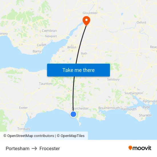 Portesham to Frocester map