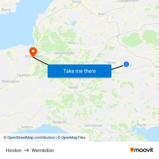 Hindon to Wembdon map