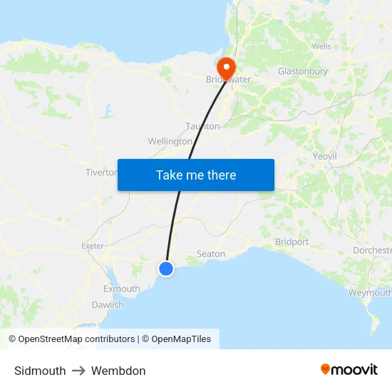 Sidmouth to Wembdon map