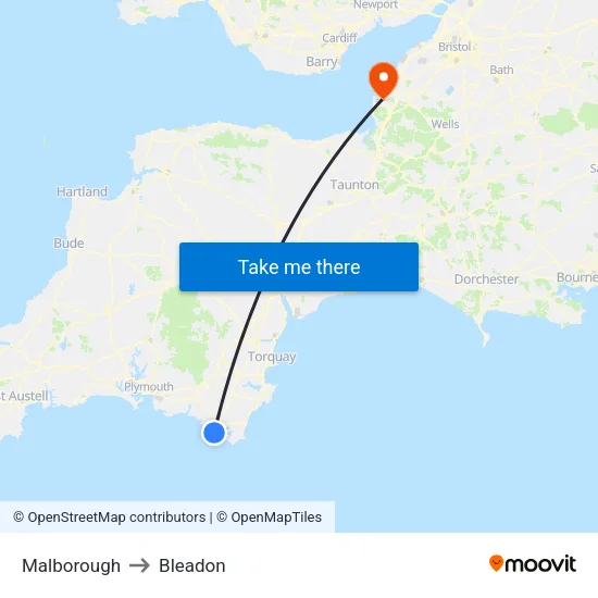 Malborough to Bleadon map