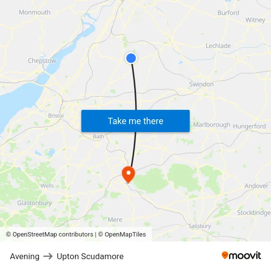 Avening to Upton Scudamore map