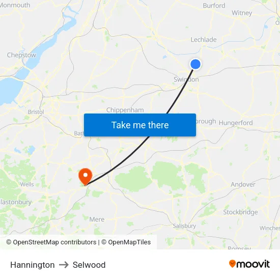 Hannington to Selwood map