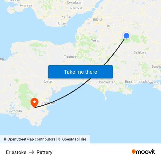 Erlestoke to Rattery map