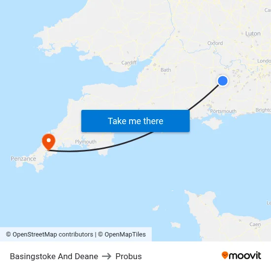 Basingstoke And Deane to Probus map