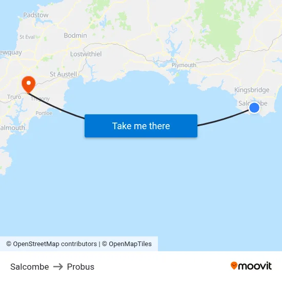 Salcombe to Probus map