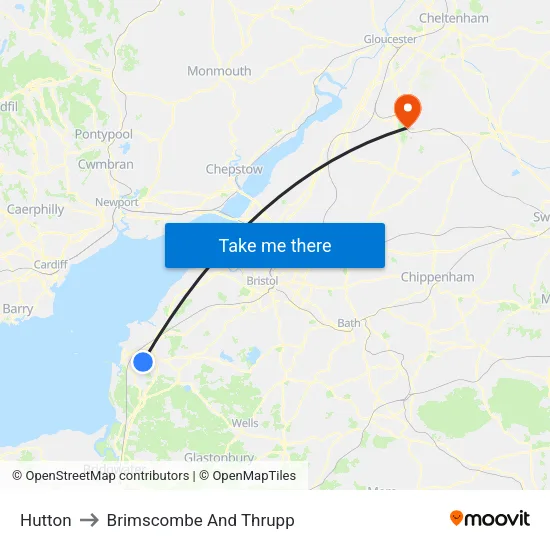 Hutton to Brimscombe And Thrupp map