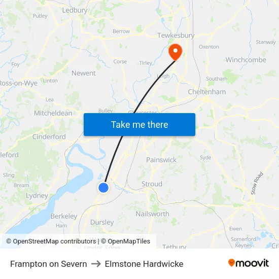 Frampton on Severn to Elmstone Hardwicke map