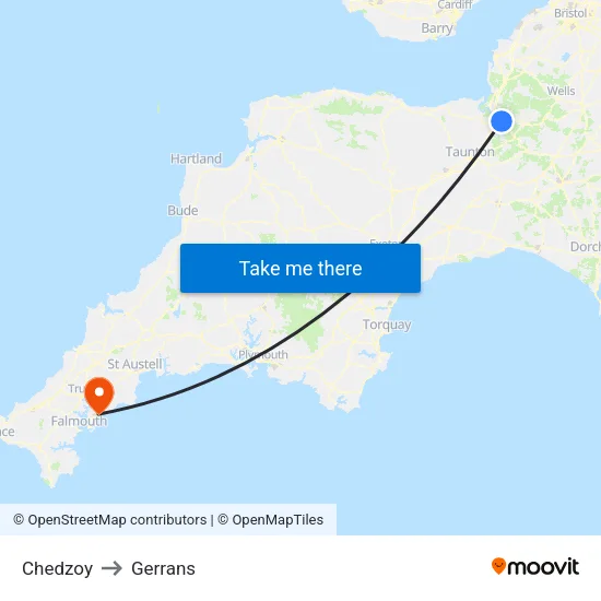 Chedzoy to Gerrans map