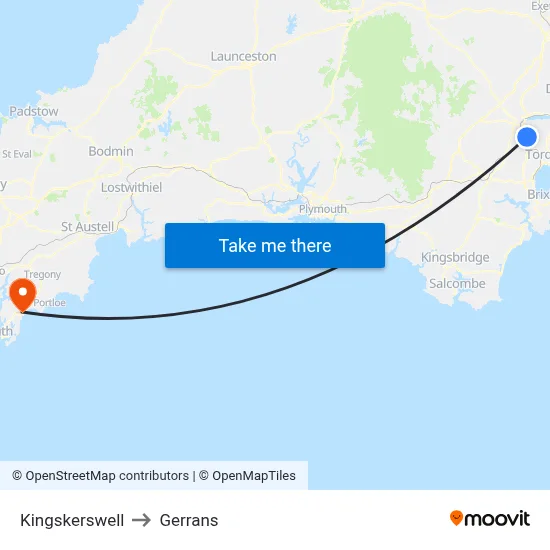 Kingskerswell to Gerrans map