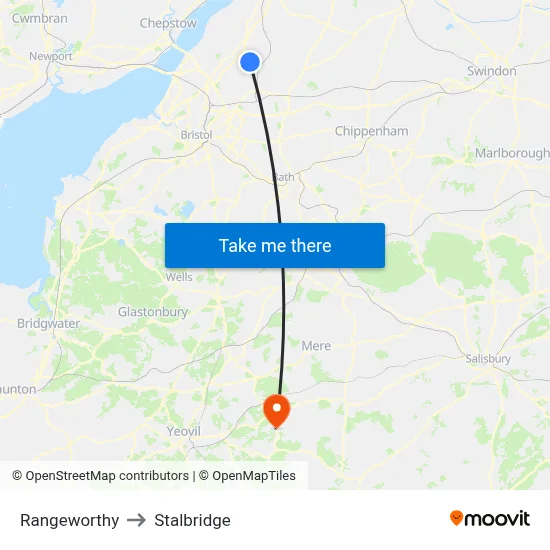 Rangeworthy to Stalbridge map