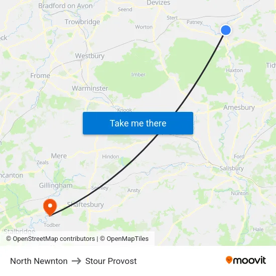 North Newnton to Stour Provost map