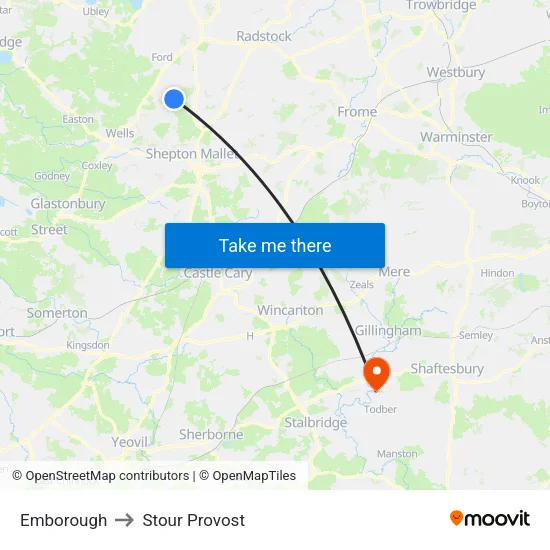 Emborough to Stour Provost map
