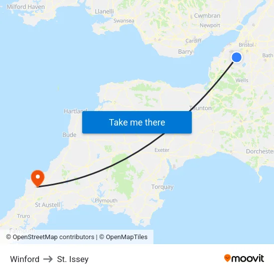 Winford to St. Issey map