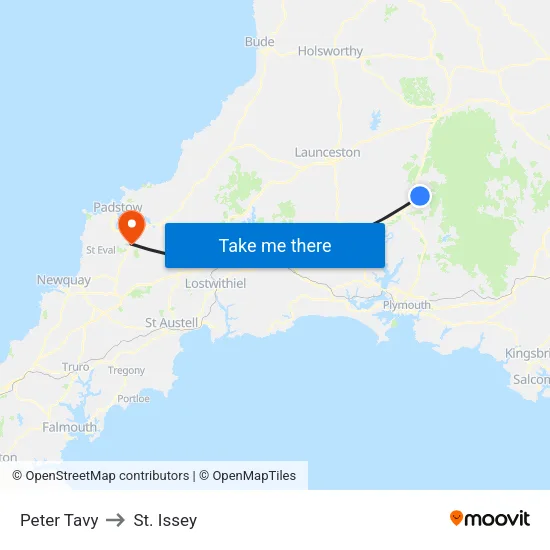 Peter Tavy to St. Issey map