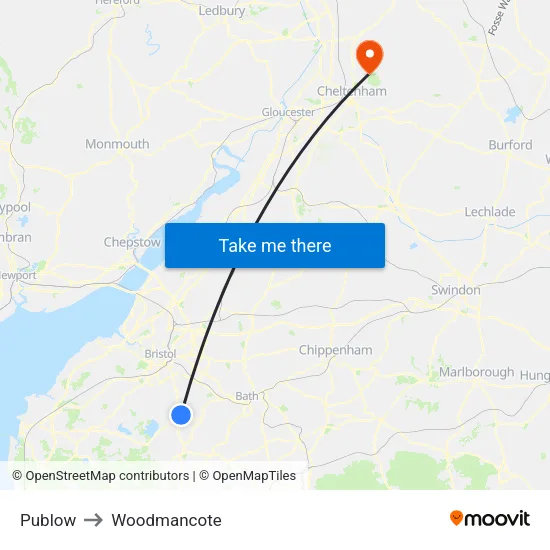 Publow to Woodmancote map