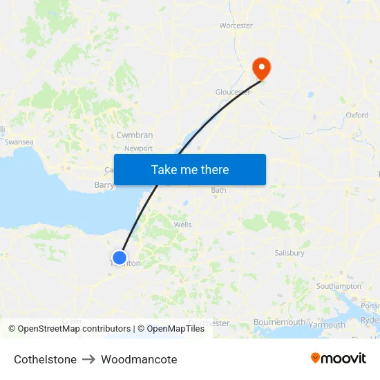 Cothelstone to Woodmancote map