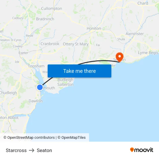 Starcross to Seaton map