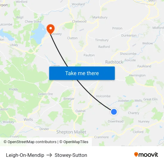 Leigh-On-Mendip to Stowey-Sutton map