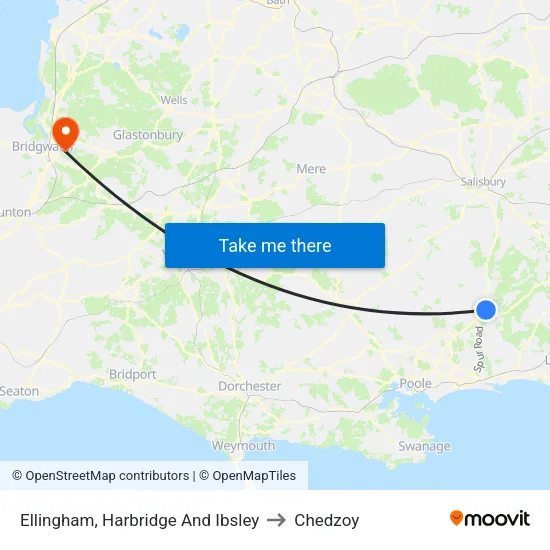 Ellingham, Harbridge And Ibsley to Chedzoy map