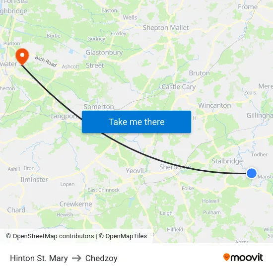Hinton St. Mary to Chedzoy map