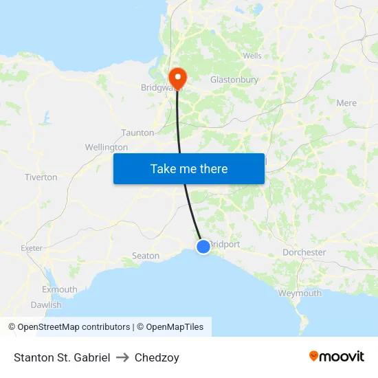 Stanton St. Gabriel to Chedzoy map