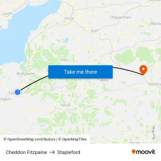 Cheddon Fitzpaine to Stapleford map