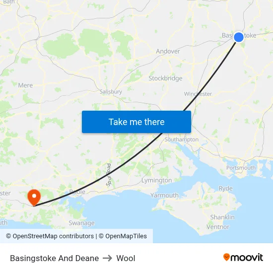 Basingstoke And Deane to Wool map
