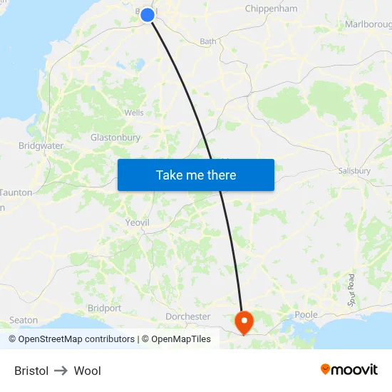 Bristol to Wool map